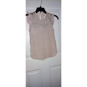 Mine Tan Embroidered Top Size M